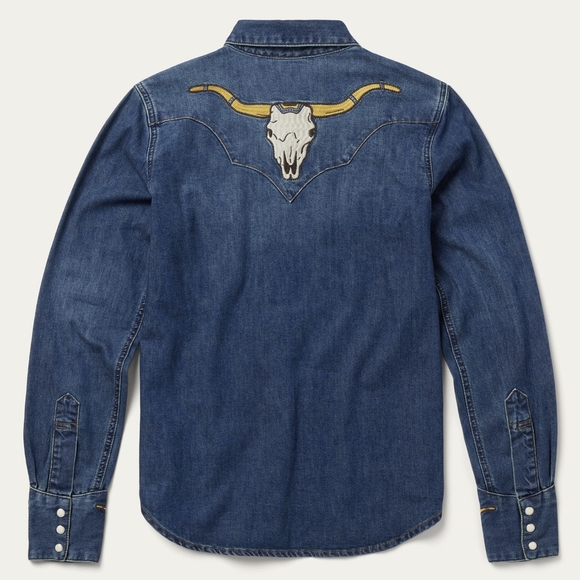 Stetson Embroidered Dark Denim Western Shirt NWOT - Picture 6 of 9